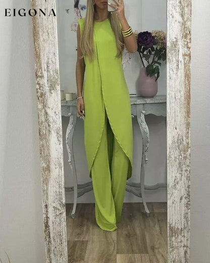 Sleeveless two-piece set Green Casual Dresses Clothes Dresses SALE Summer Two-Piece Sets