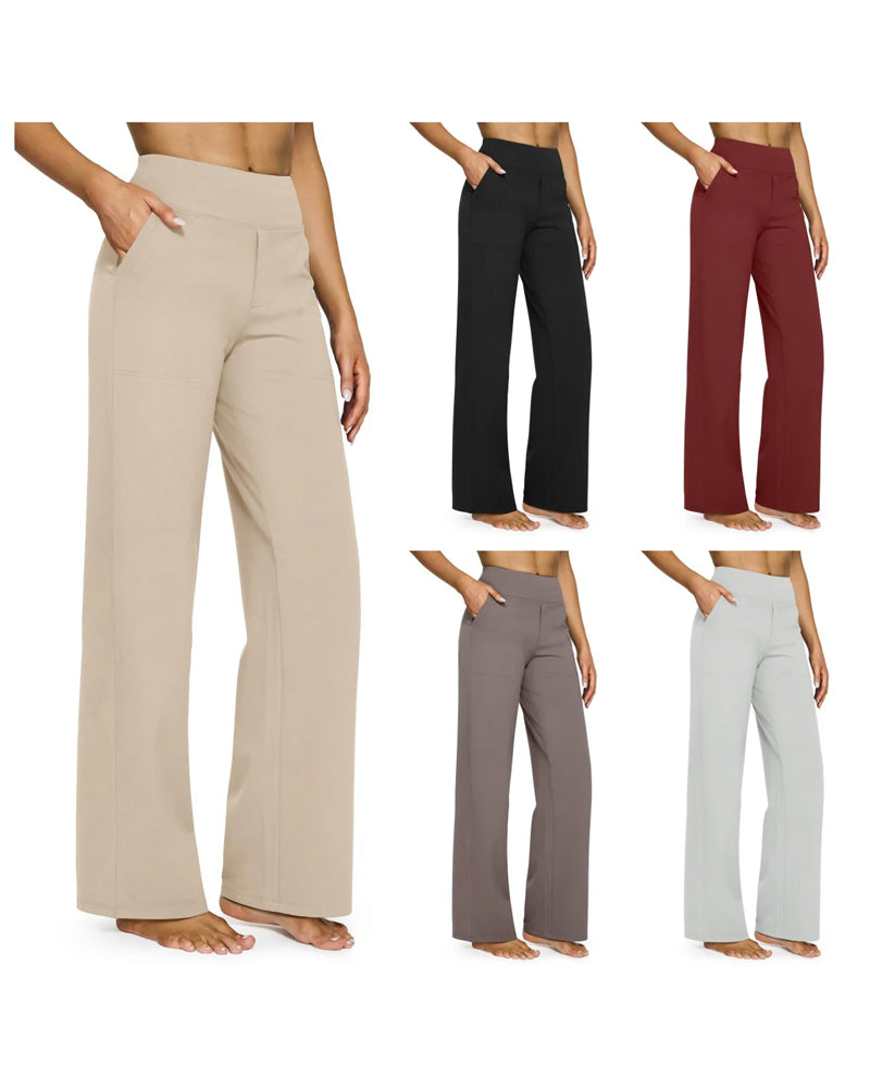 Women's High Waist Stretch Casual Yoga Wide Leg Pants