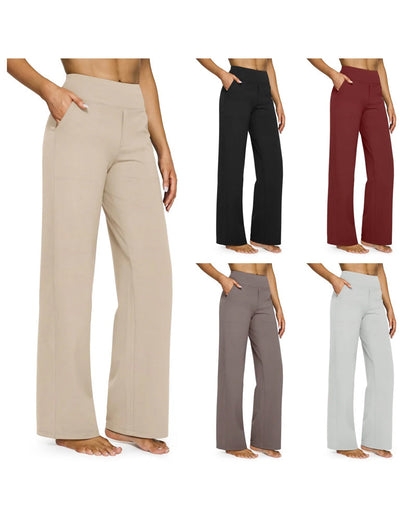Women's High Waist Stretch Casual Yoga Wide Leg Pants