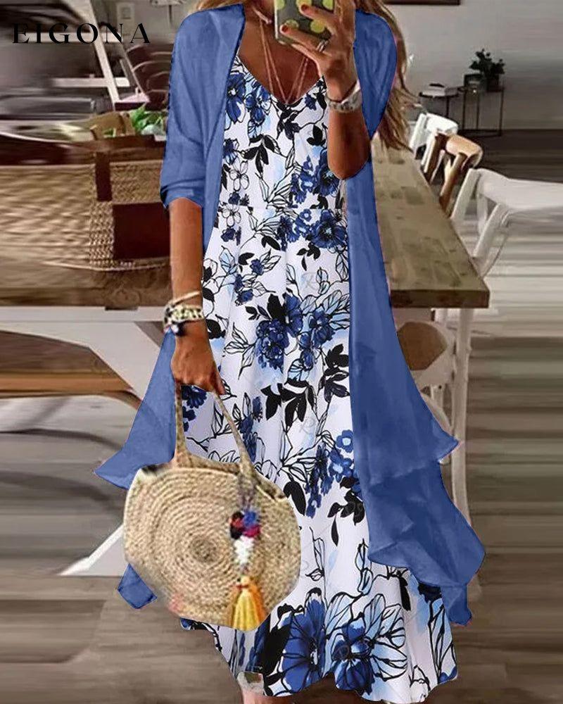 Floral print two-piece set Blue 23BF Casual Dresses Clothes Dresses Spring Summer Two-Piece Sets