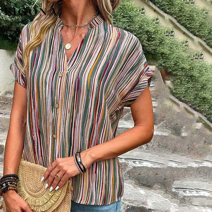 Vintage Casual Striped Blouse best Best Sellings clothes Plus Size Sale tops Topseller