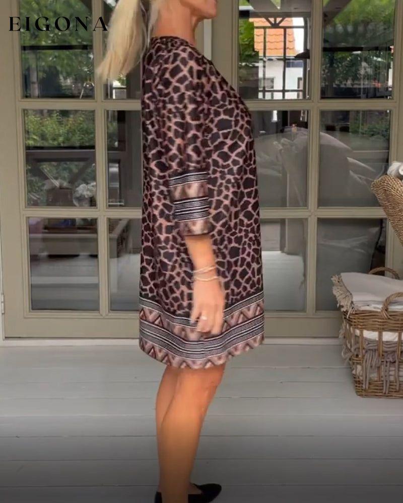 Elegant vintage leopard dress 23BF Casual Dresses Clothes Dresses Spring Summer