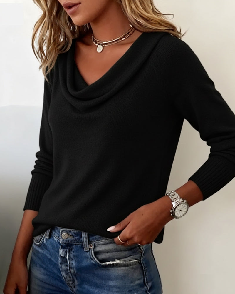 Fashionable Long-Sleeved Pile Collar Pullover