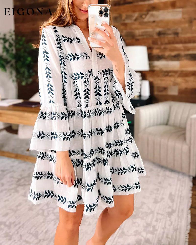 Fashion print elegant short dress 23BF Casual Dresses Clothes Dresses Spring Summer