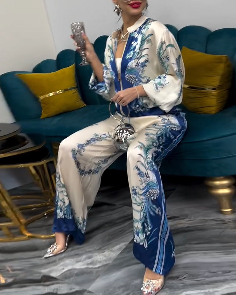 Abito a gamba larga con cerniera e colletto rialzato