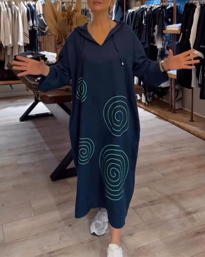 Hooded Long Sleeve Loose Dress