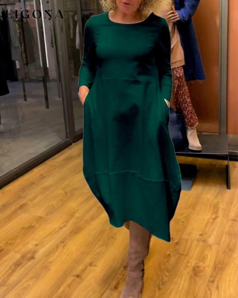 Elegant Solid Color Dress Green 2023 f/w casual dresses Clothes discount Dresses spring