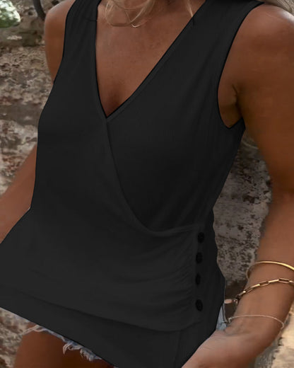 Buttoned and Sleeveless Versatile Vest