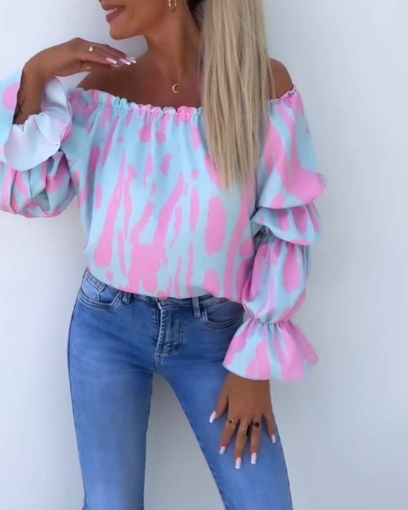 Bunt bedrucktes One-Shoulder-Casual-Top