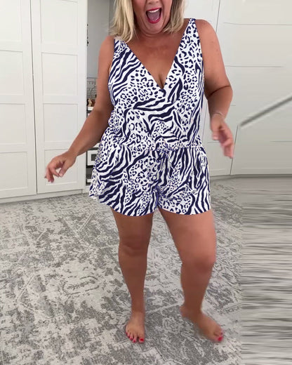 Schmal geschnittener Badeanzug mit Zebramuster