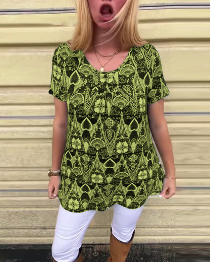 Lässiges Retro-T-Shirt mit Rundhalsausschnitt und Aufdruck