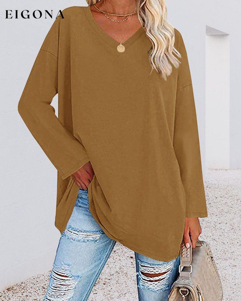 Plain v-neck long-sleeved women's t-shirt 2022 F/W 23BF clothes Short Sleeve Tops Spring T-shirts Tops/Blouses