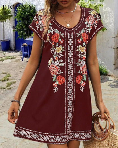 Printed Short sleeve casual dress 23BF Casual Dresses Clothes Dresses Summer