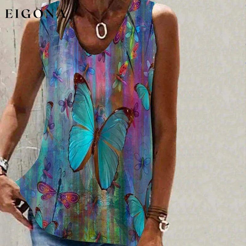 Colorful Butterfly Print Tank Top Multicolor best Best Sellings clothes Plus Size Sale tops Topseller