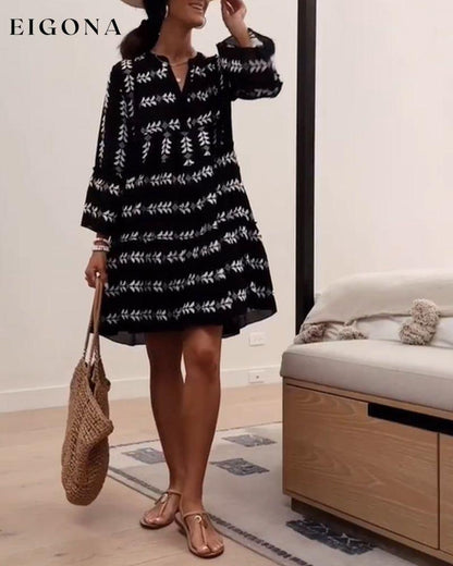 Fashion print elegant short dress Black 23BF Casual Dresses Clothes Dresses Spring Summer