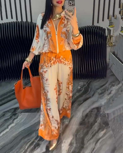 Abito a gamba larga con cerniera e colletto rialzato