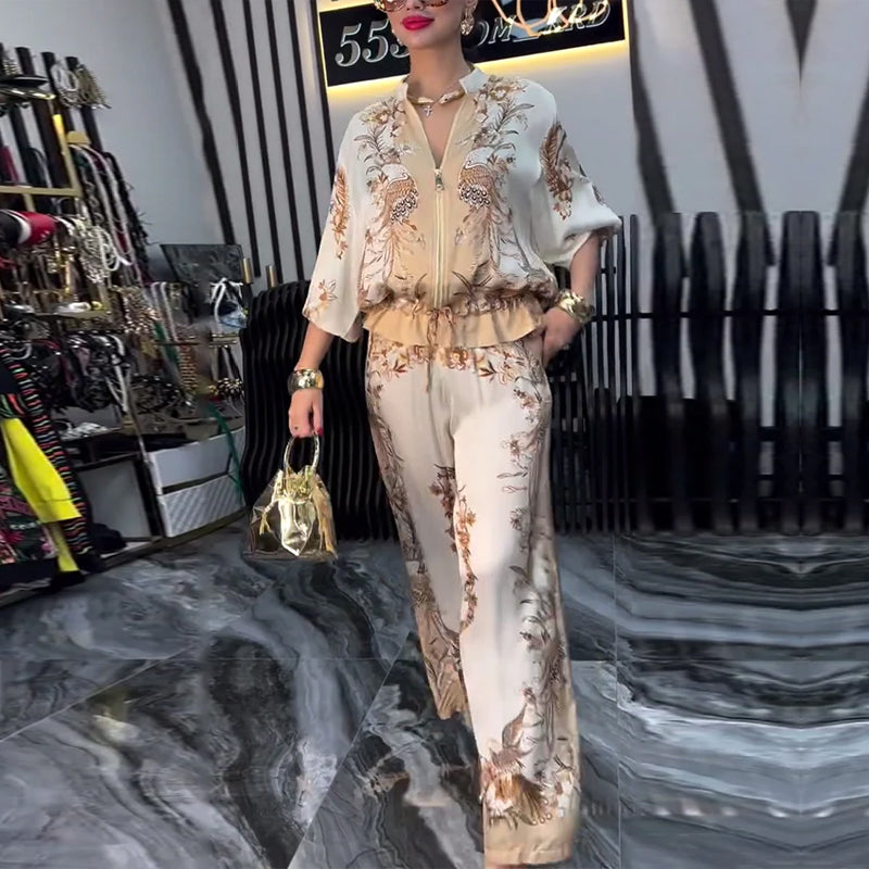 Abito a gamba larga con cerniera e colletto rialzato