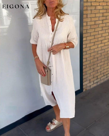 Solid Color Button Shift dress White 23BF Casual Dresses Clothes Dresses SALE Spring Summer