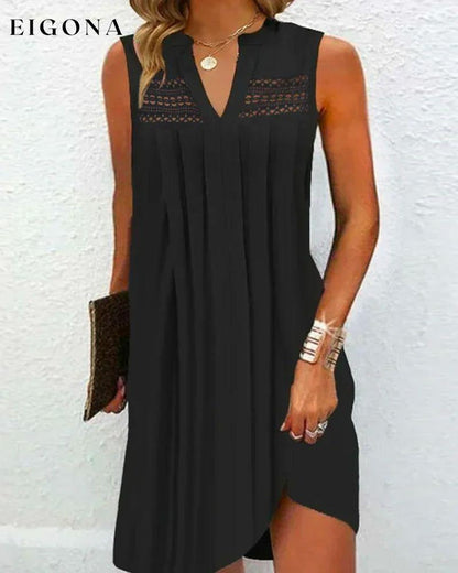 V-neck sleeveless lace dress Black 23BF Casual Dresses Clothes Dresses Spring Summer