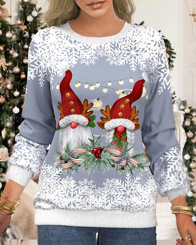 Christmas sweater with snowflake print and raglan sleeves 2022 F/W 23BF christmas Sweatshirts