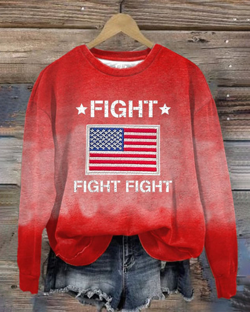 Women's Fight Print Casual Print Sweatshirt 2024 f/w MAGA sweatshirts