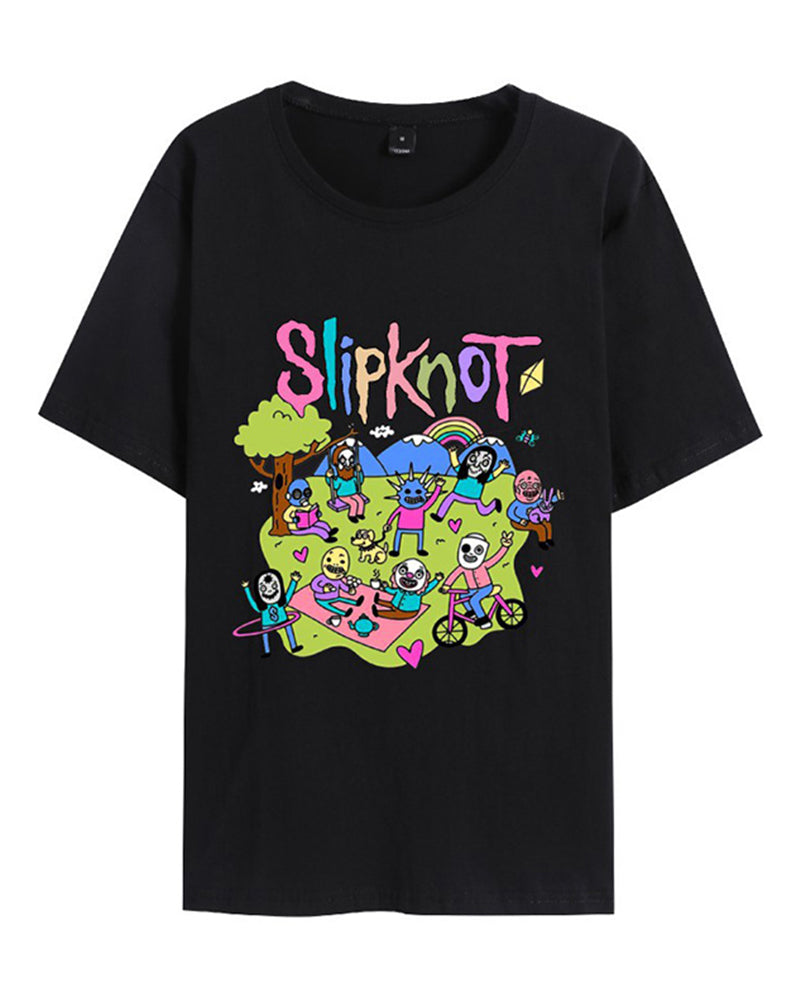 Slipknot Happy Times Printed T-Shirt Cotton and Linen Spring Summer T-SHIRTS