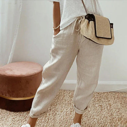 Einfarbige Hose aus reiner Baumwolle