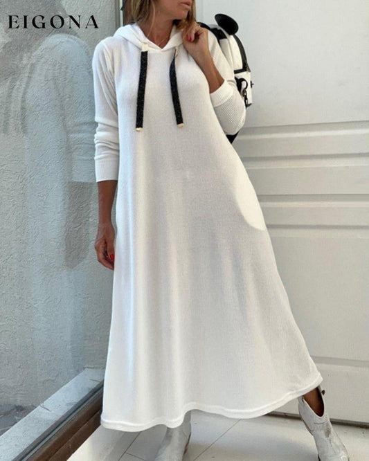 Casual solid color dress with long sleeve White 2023 f/w 23BF casual dresses Clothes Dresses