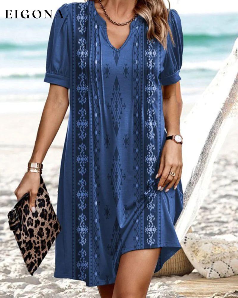 V Neck Vintage Geometric Print Dress Casual Dresses Clothes Dresses SALE Spring Summer