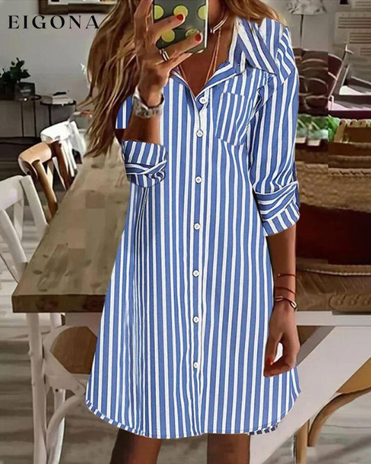 Striped print shirt dress Blue 23BF Casual Dresses Clothes Dresses Spring Summer