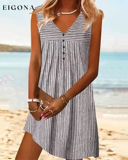 Striped print sleeveless dress Black 23BF Casual Dresses Clothes Dresses Summer