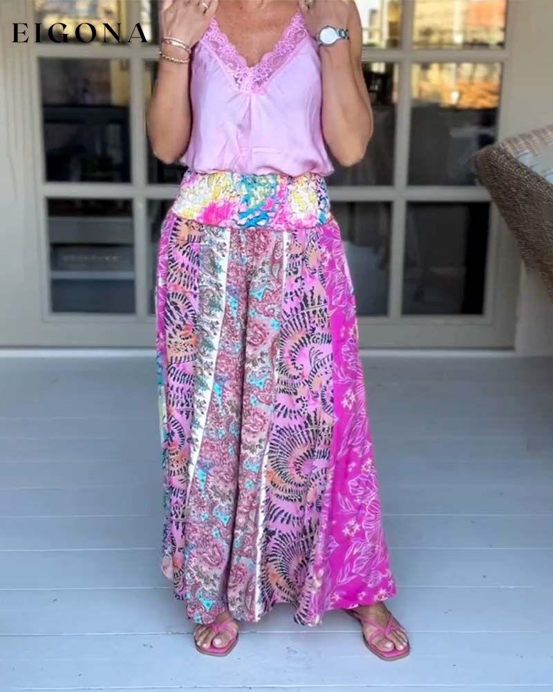 Vacation Style Printed Wide Leg Pants pants spring summer