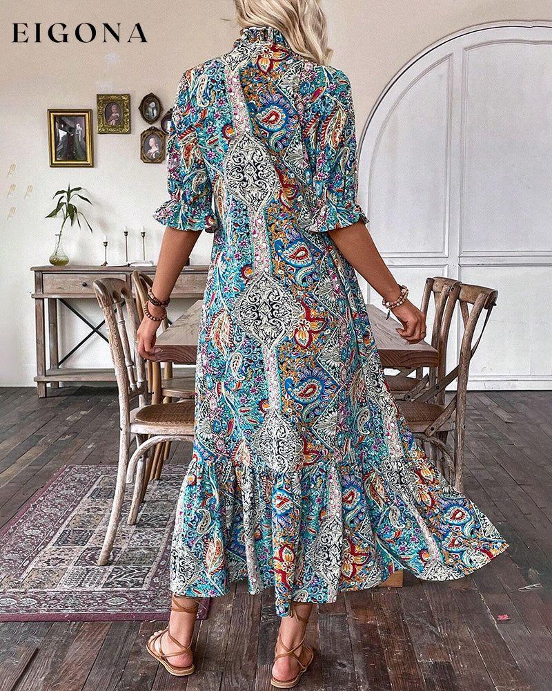 Elegant half-sleeve dress with paisley print casual dresses spring summer