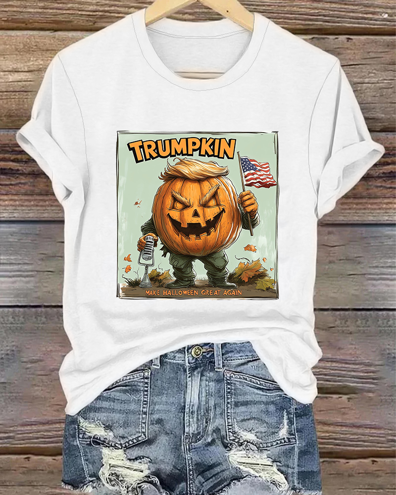 Trumpkin lettering pumpkin print T-shirt 2024 f/w halloween spring summer t-shirts