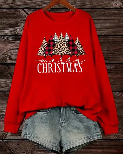 Christmas tree print crew neck sweatshirt 2024 f/w christmas spring sweatshirts