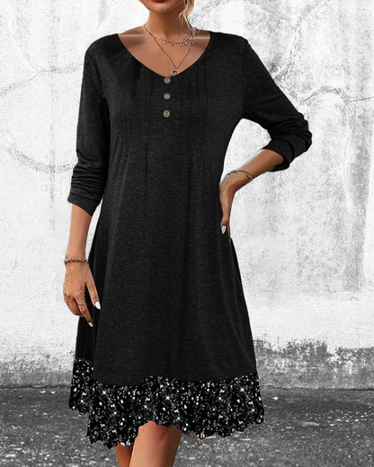 Round neck long sleeve sequin dress 2024 f/w casual dresses