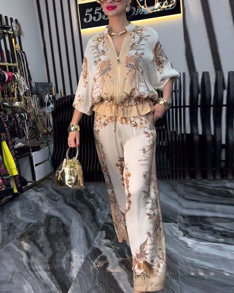 Abito a gamba larga con cerniera e colletto rialzato