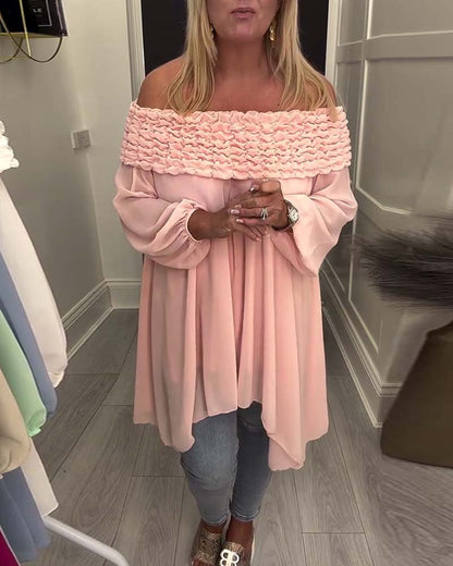 Fashion Long-Sleeved Off-Shoulder Blouse