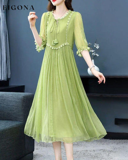 Elegant solid color dress with puff sleeves casual dresses spring summer