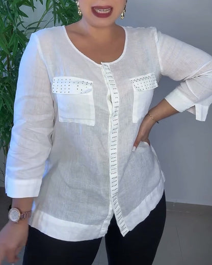 Langärmliges Hemd mit Fake-Tasche