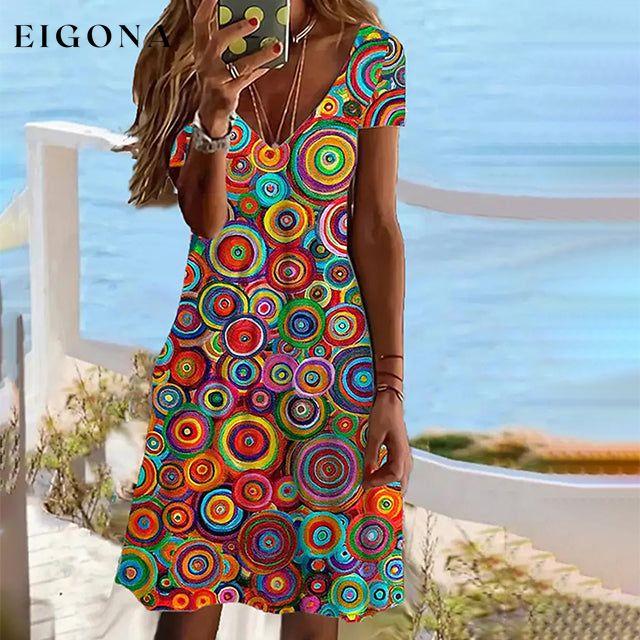 Colorful Abstract Print Dress best Best Sellings casual dresses clothes Plus Size Sale short dresses Topseller