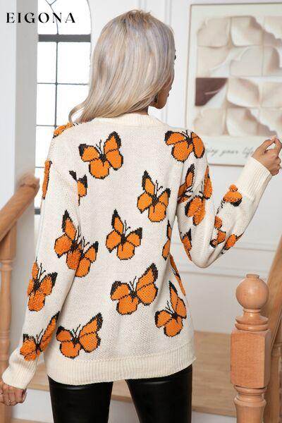 Butterfly Round Neck Long Sleeve Butterfly Sweater B&S Clothes Ship From Overseas Sweater sweaters Sweatshirt