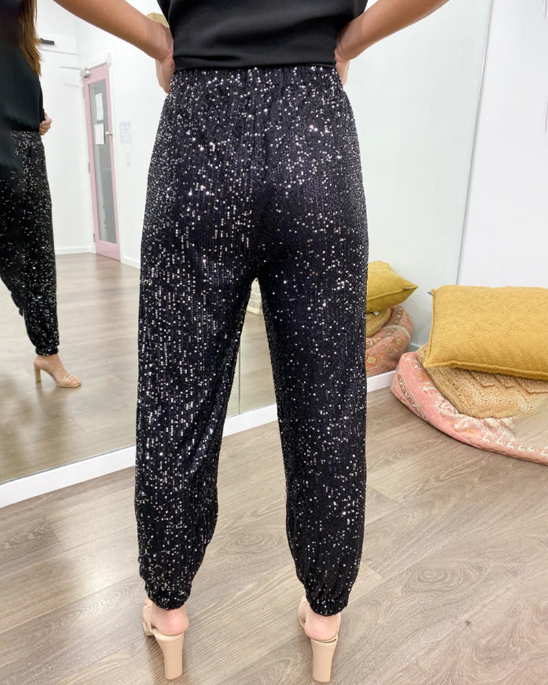 Shiny sequin pocket pants 2024 f/w christmas pants