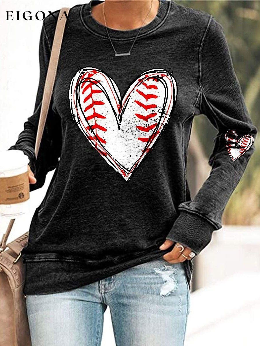 Women's Baseball Heart Print Top ball print