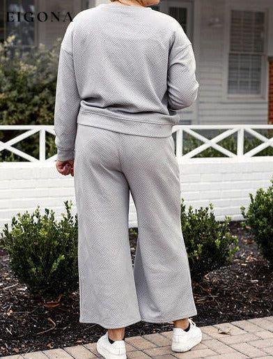 Double Take Full Size Textured Long Sleeve Top and Drawstring Pants Set Clothes Double Take lounge lounge wear lounge wear sets loungewear loungewear sets sets Ship from USA