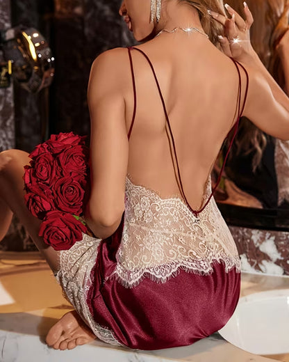 Sexy Lace Paneled Backless Dress