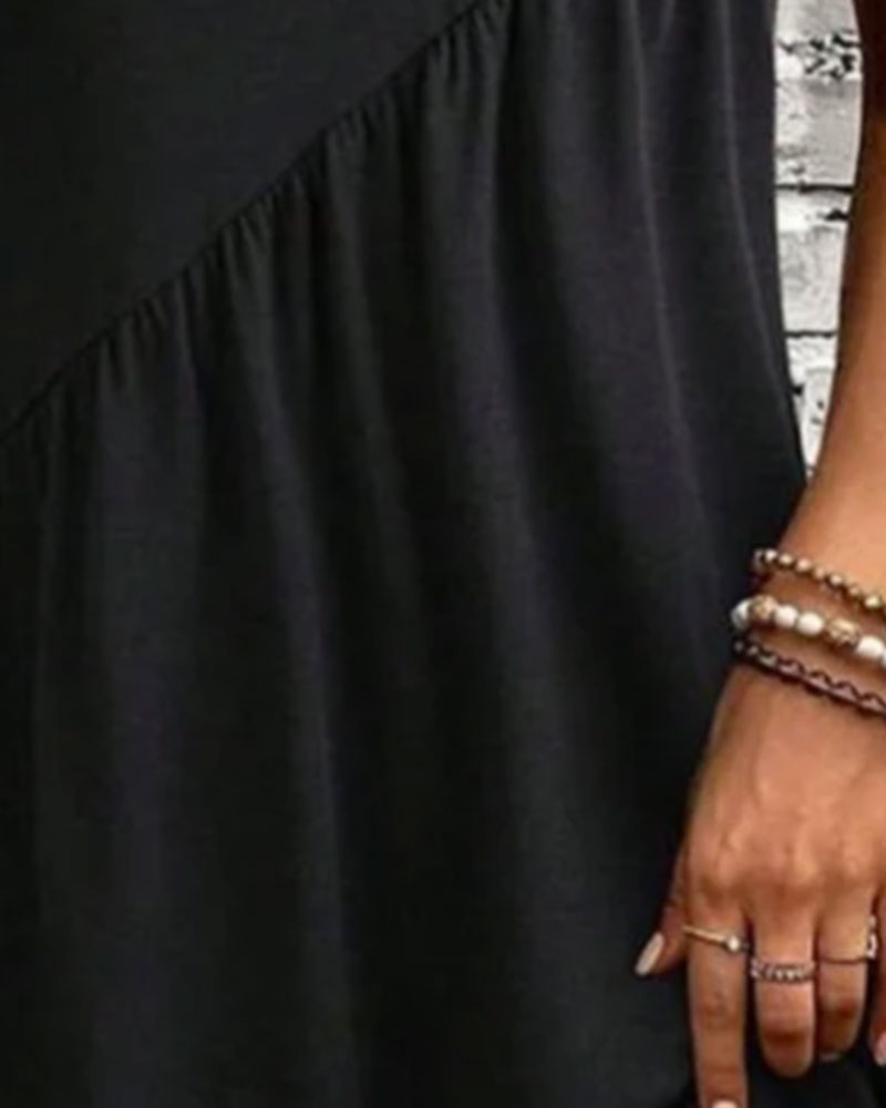 Oblique Placket Decorative Button Sleeveless Dress