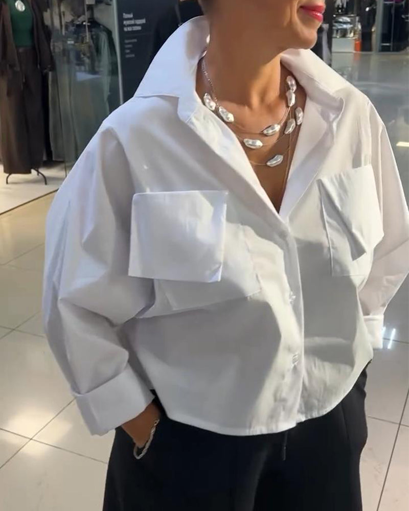 Stylish Solid Color Pocket Design Shirt