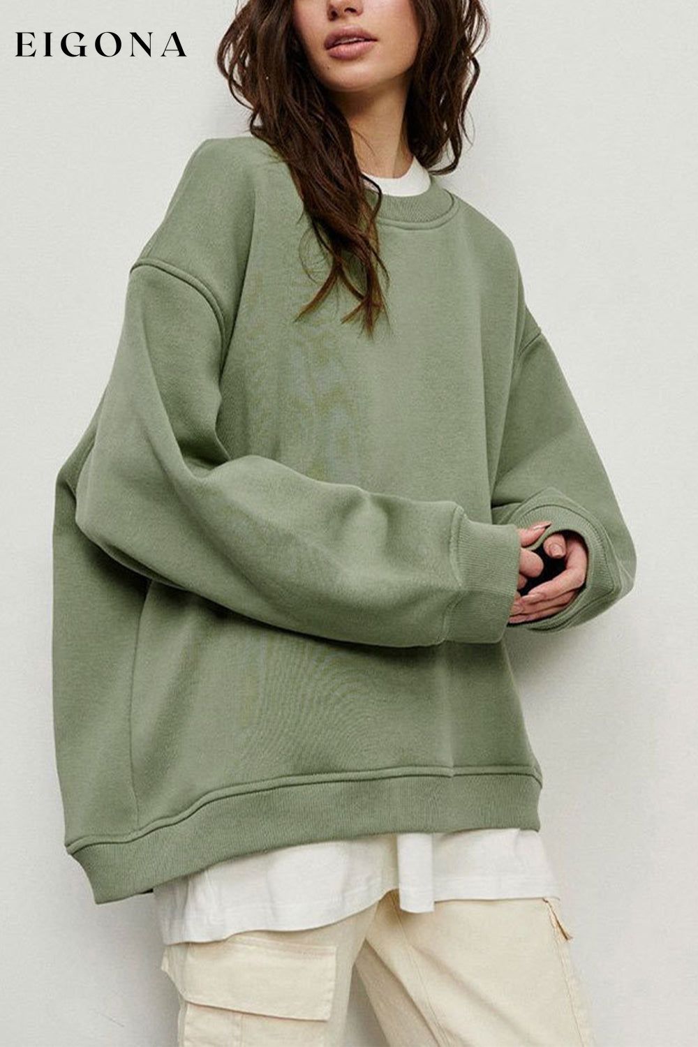 Oversize Round Neck Dropped Shoulder Sweatshirt clothes Ship From Overseas Shipping Delay 09/29/2023 - 10/03/2023 trend X.L.J