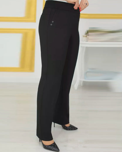 Simple solid color elastic pants 2024 f/w pants spring